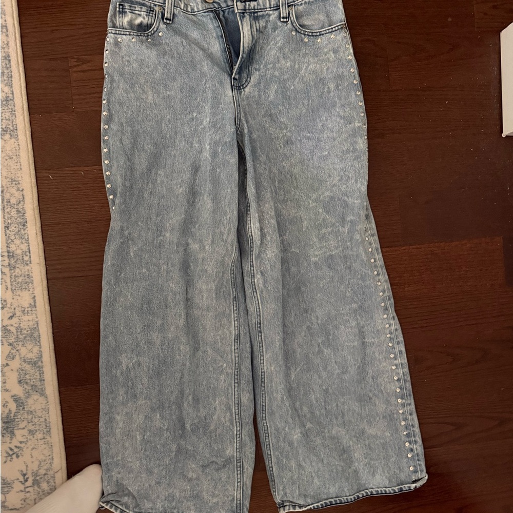 GAP Light Blue Wide-Leg Jeans with Pearl Accents